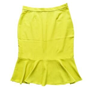 Ashley Stewart Scuba Crepe Peplum Skirt Size 22 Chartreuse Yellow Career Classic